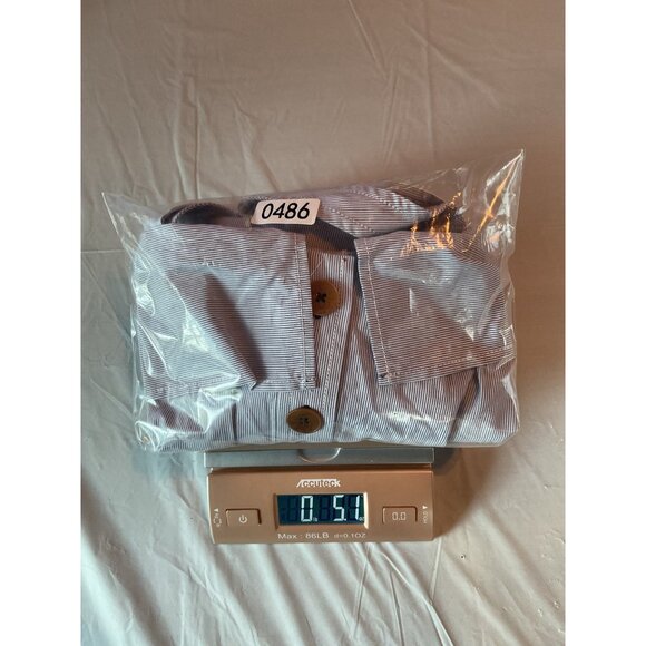 NWOT Maeve Blue & White Striped Off-Shoulder Top With Buttons Womens Size 10 - Picture 9 of 9